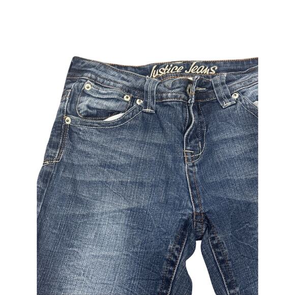 Justice Girls Size 14R Mid Rise Straight Jeans Medium Wash 5 Pockets Free Ship - Picture 4 of 16